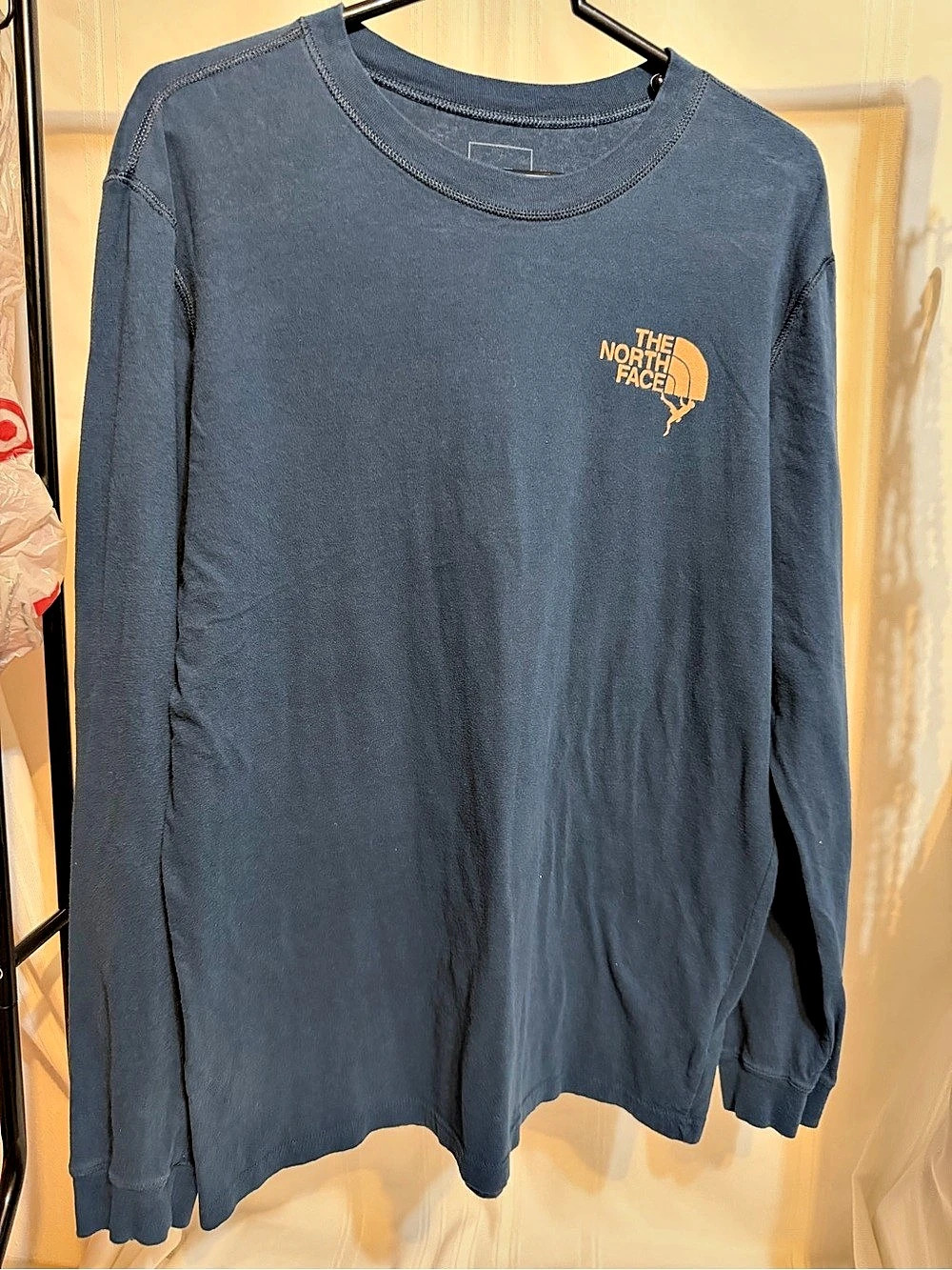Large The North Face Rock Climbing Graphic T-Shirt Long Sleeve Blue Men’s